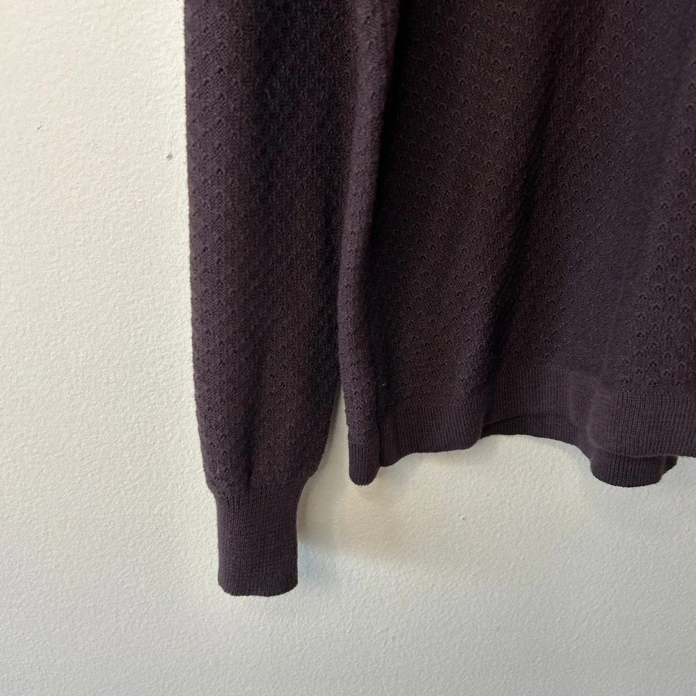 Cotton On‎ Men's Brown Cotton Textured Knit Long Sleeve Polo Sweater Large